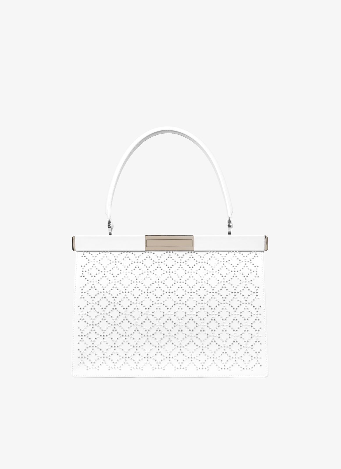 CECILE SMALL CUIR LUX CLOU ARABESQUE OPTICAL WHITE ALAÏA  CECILE SMALL CUIR LUX CLOU ARABESQUE OPTICAL WHITE BIANCO